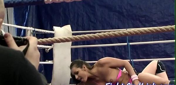  Roundass lesbians wrestling in a boxing ring